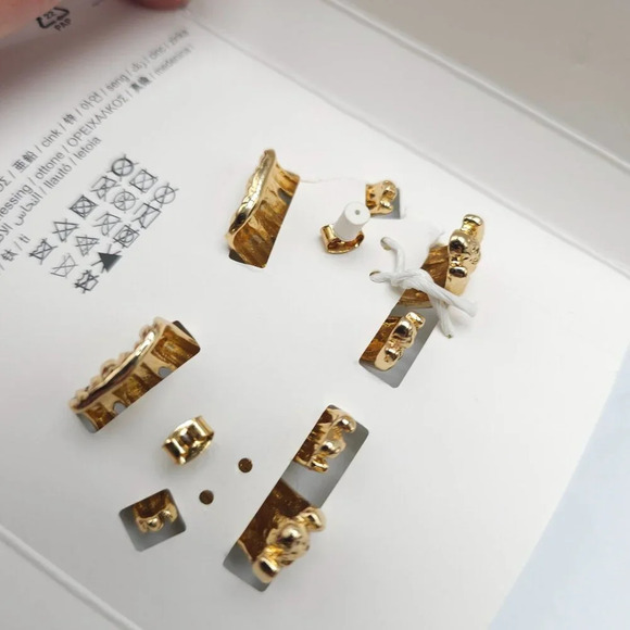 Zara Gold-Tone Textured Multi-Layered Triple Hoop Earrings - Picture 4 of 5